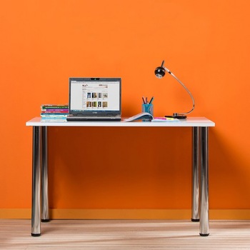 Masa multifunctionala/Birou Adore, Alb/Inox, 120 x 73 x 73 cm, grosime PAL 18 mm Masa multifunctionala/Birou Adore, Alb/Inox, 120 x 73 x 73 cm, grosime PAL 18 mm
