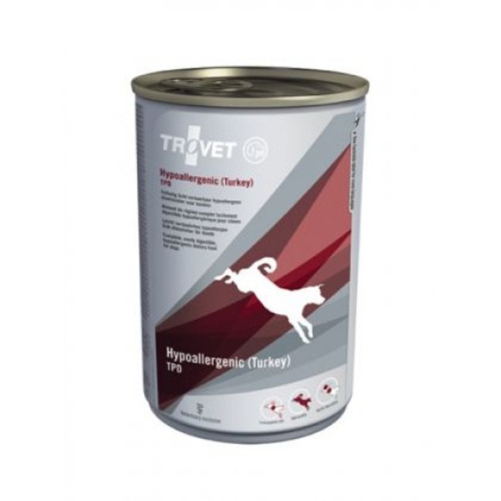 Hrana Umeda Pentru Caini, Trovet Hypoallergenic cu Curcan, 400 gr