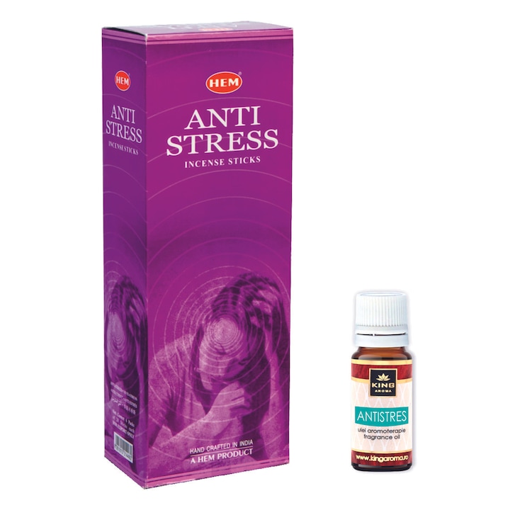 120 db illatosító rúd csomag HEM Antistress és Kingaroma Antistress aromaterápiás olaj, 10 ml