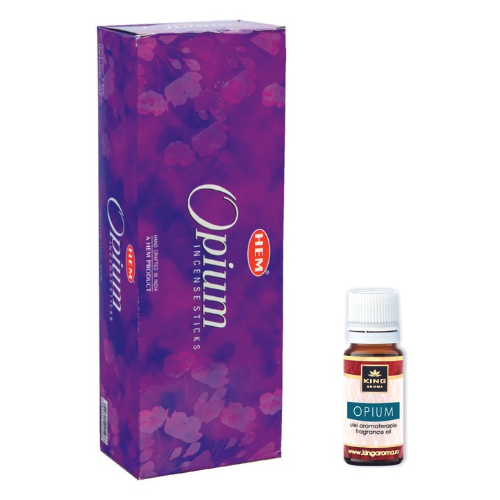 Pachet 120 betisoare parfumate HEM Opium si Ulei aromaterapie Opium Kingaroma, 10 ml
