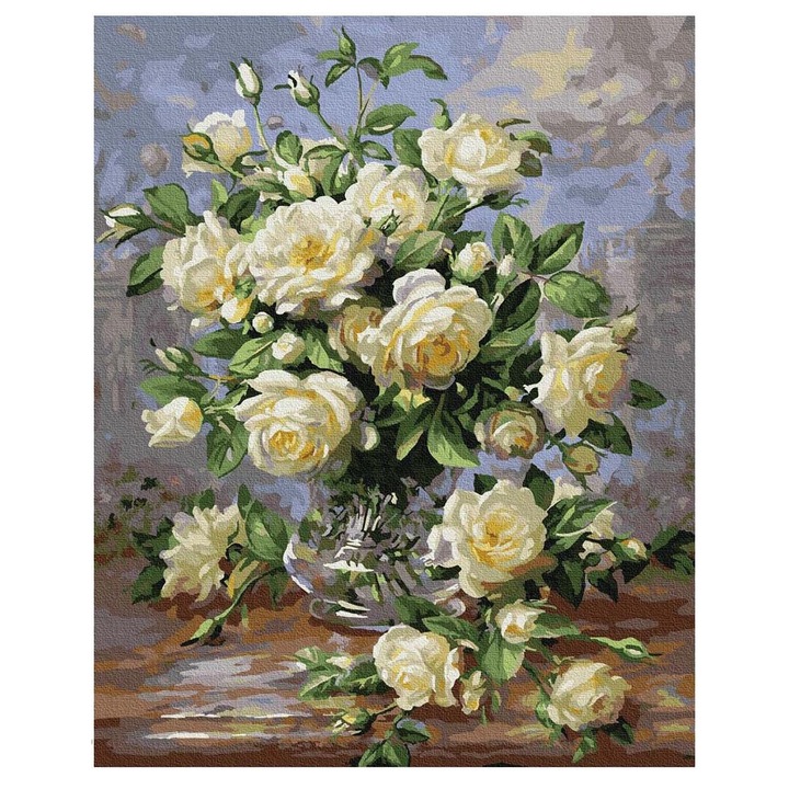 Set pictura dupa numere cu flori, Artnapi, 40 x 50 cm, Multicolor