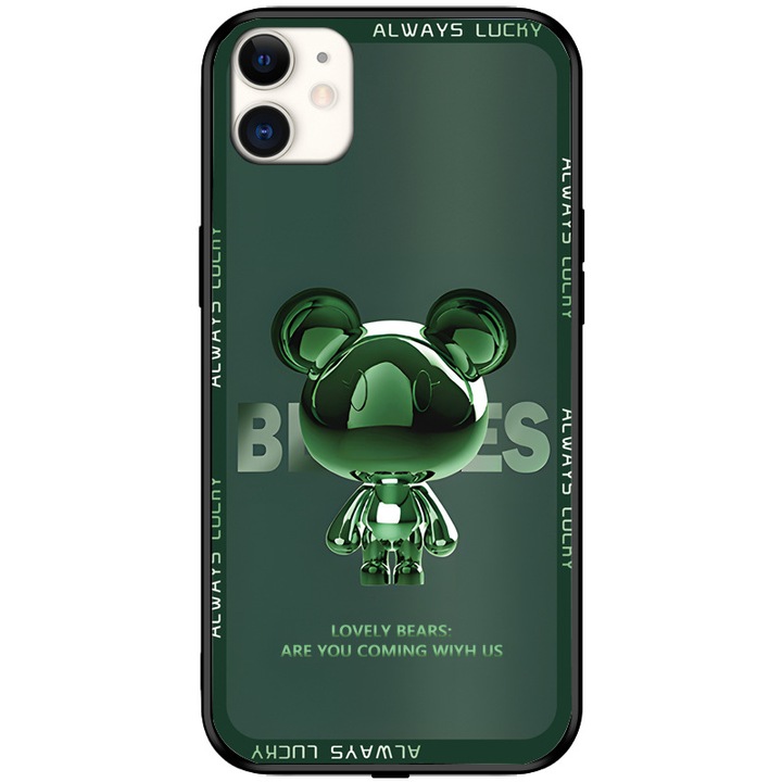Husa protectie telefon, Sticla securtizata, Compatibil cu Iphone 13 Pro, Verde