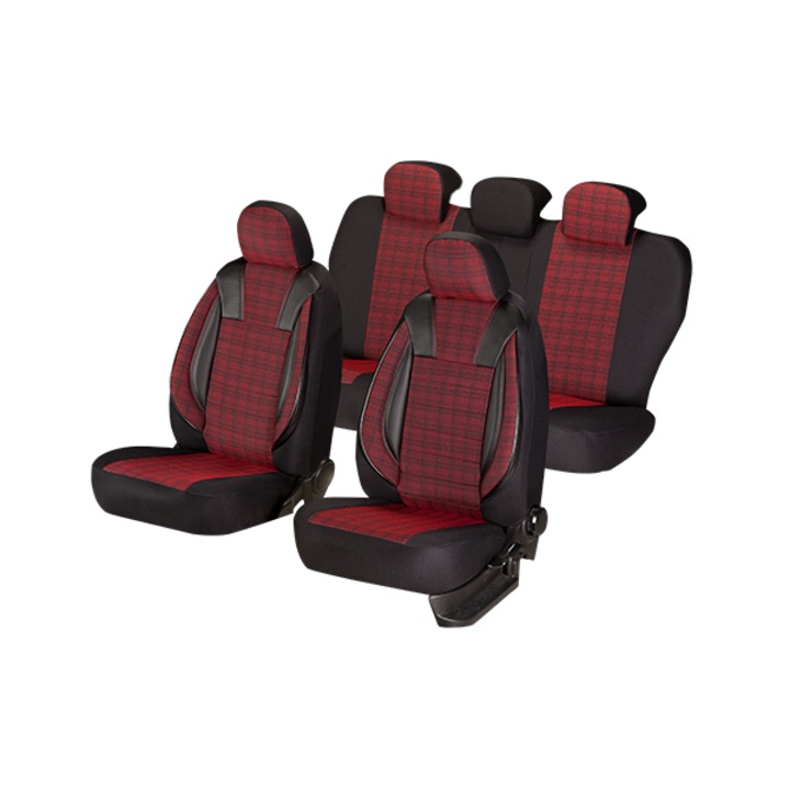 Set huse scaune auto universale rosu luxury, 11 piese, SIMPLYCAR®