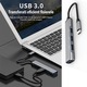 Мултипортов хъб 4 в 1, USB3.0/2.0, Type-C, KINSI, plug and play, 15 см, сив