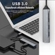 Мултипортов хъб 5 в 1, USB3.0/2.0/SD/TF, Type-C, KINSI, plug and play, 15 см, сребрист