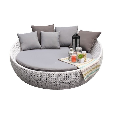 Sezlong de gradina, Rattanland, 165 cm, Gri