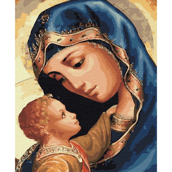 Set pictura dupa numere cu Fecioara Maria si Iisus, Artnapi, 40 x 50 cm, Multicolor