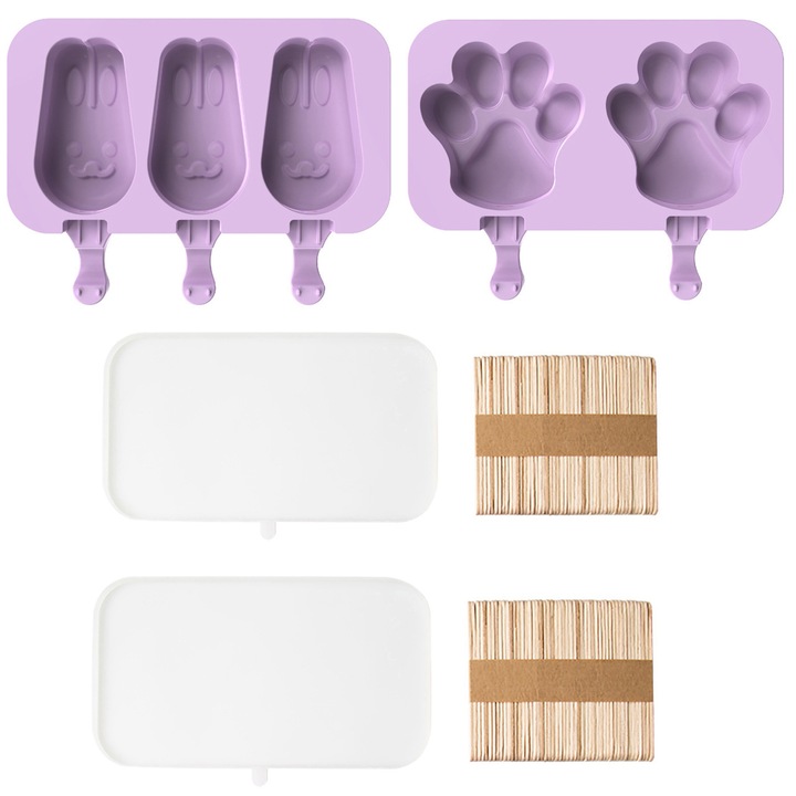 Set 2 forme din silicon pentru inghetata, Violet