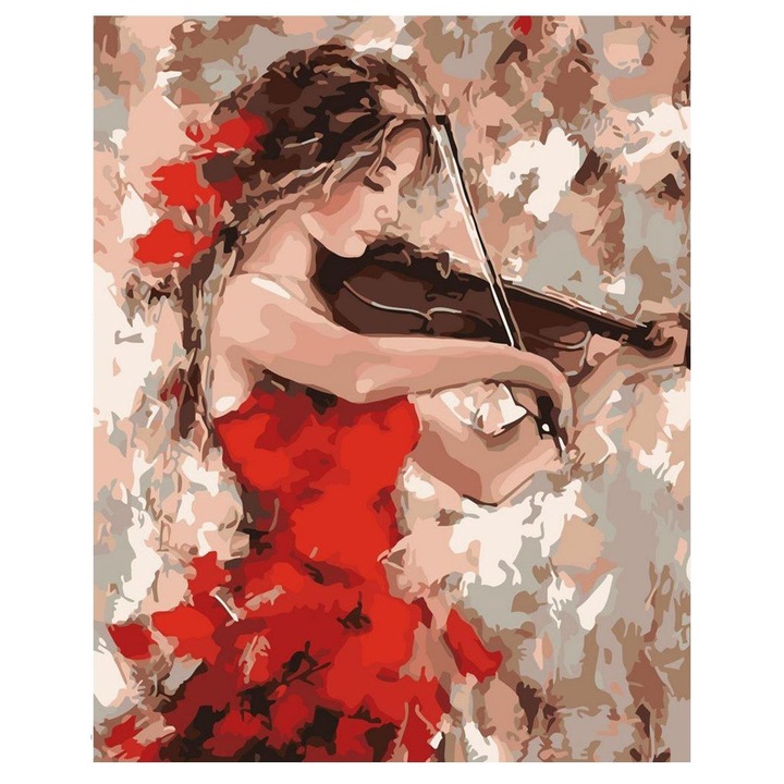 Set pictura dupa numere cu violonista, Artnapi, 40 x 50 cm, Multicolor