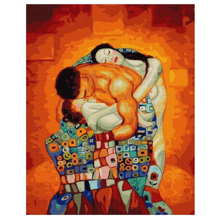 Set pictura dupa numere cu Familie (Gustav Klimt), Artnapi, 40 x 50 cm, Multicolor