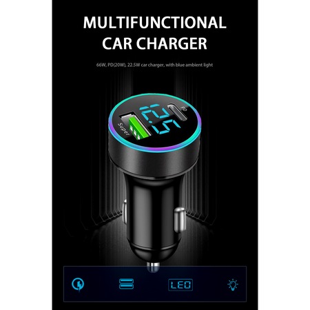 Car USB Charger Fast Charge 86W 9A Quick Charge 3.0 & USB-C PD Car