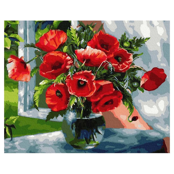 Set pictura dupa numere cu flori, Artnapi, 40 x 50, Multicolor