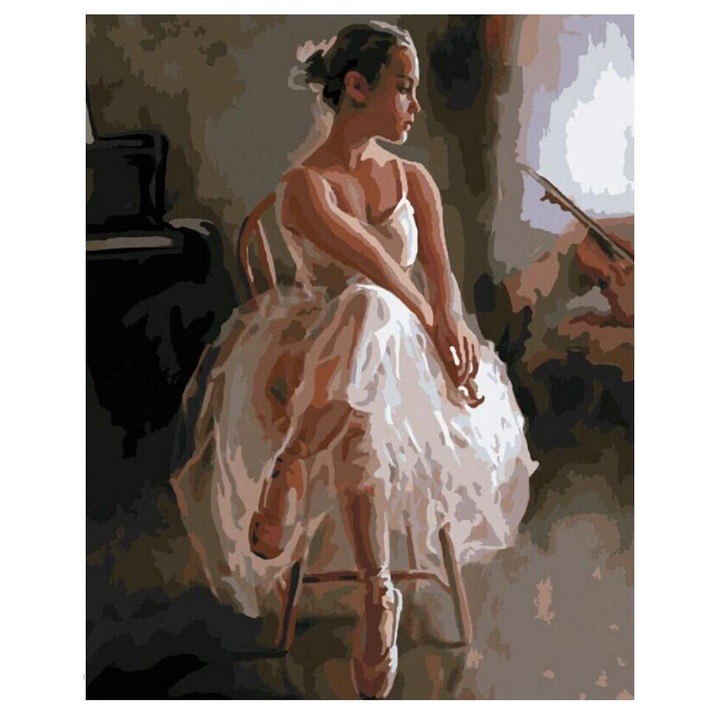 Set pictura dupa numere cu balerina, Artnapi, 40 x 50 cm, Multicolor