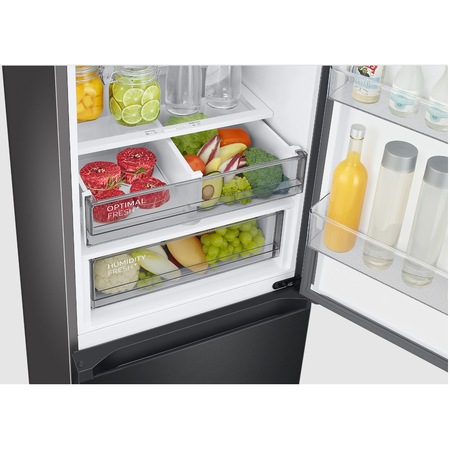 Combina frigorifica Samsung RB38C7B6AB1/EF, Bespoke, 387 l, Clasa A, Total No Frost, Twin&Metal Cooling, Compresor Digital Inverter, WiFi, AI Energy, Smart Control, H 203 cm, Dark Inox
