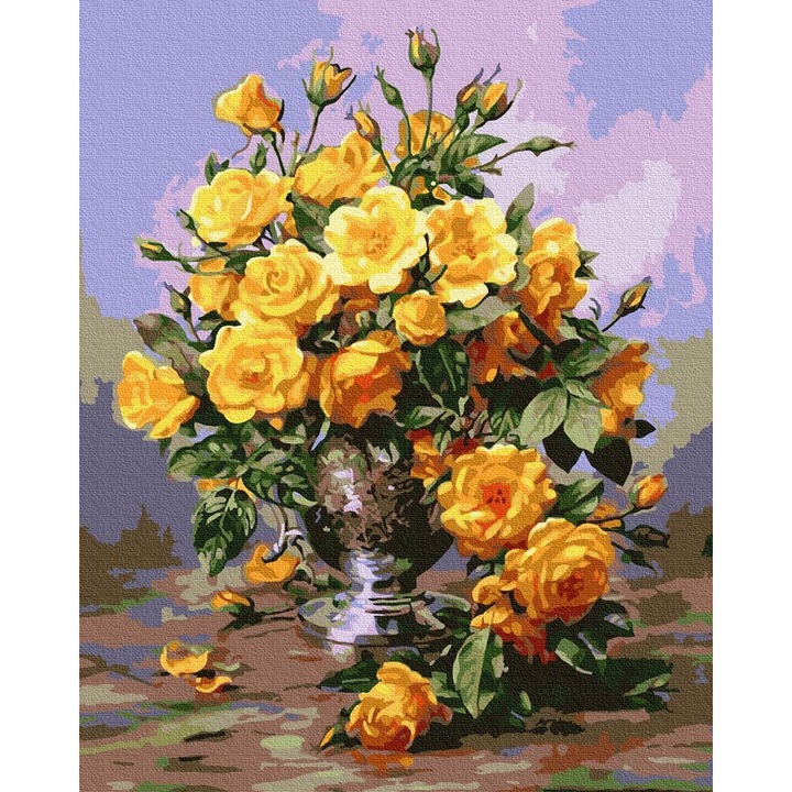 Set pictura dupa numere cu flori, Artnapi, 40 x 50 cm, Multicolor
