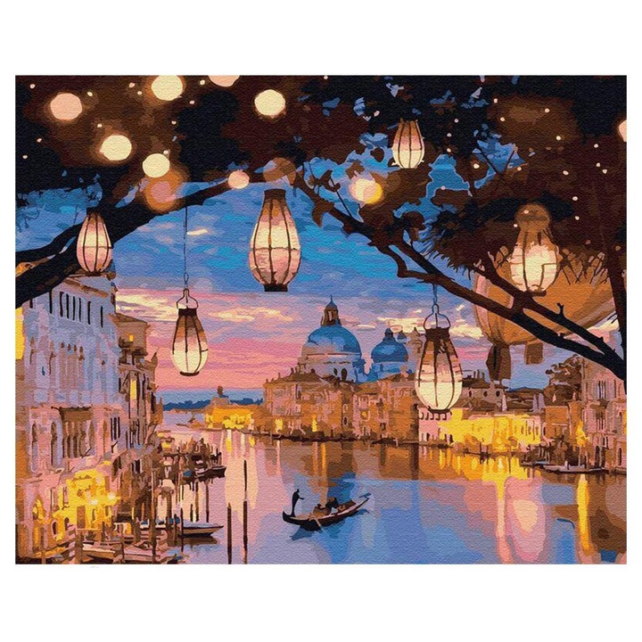 Set pictura dupa numere cu Venetia, Artnapi, 40 x 50 cm, Multicolor