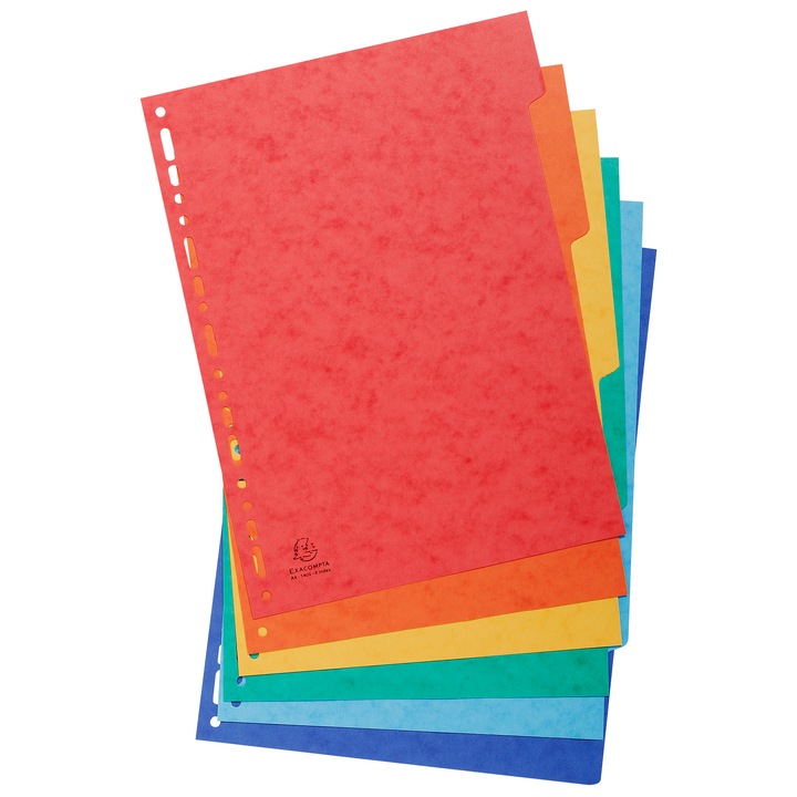 Разделители Exacompta, Pressboard Cardboard 225 г/м2, FSC Certification, A4, 6 цвята/компл