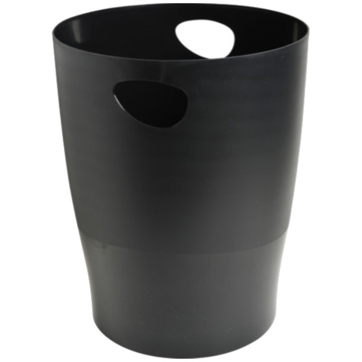 Irodai szemetes papírokhoz Exacompta ECOBIN EcoBlack, újrahasznosított PP, újrahasznosítható, Blue-Angel címke, 15l, fekete