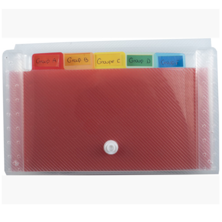 Mapa extensibila Exacompta Crystal, 18x11 cm, PP, inchidere cu capsa, 6 compartimente multicolore, transparenta