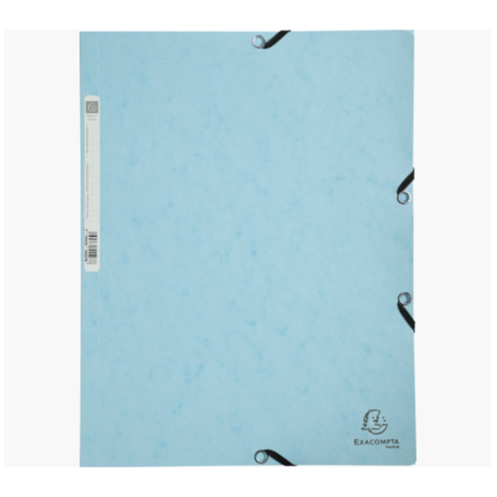 Dosar cu elastic Exacompta Aquarel, carton Pressboard 400g, 3 clape, A4, Certificare FSC, 250 coli, Albastru pastel