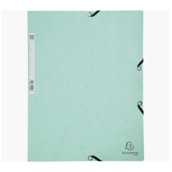 Папка с ластик Exacompta Aquarel, Картон Pressboard 400 гр, 3 клапи, A4, FSC сертификат, 250 листа, Пастелнозелен