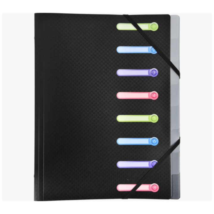 Mapa documente Exacompta Opak, 8 separatoare, PP, Negru