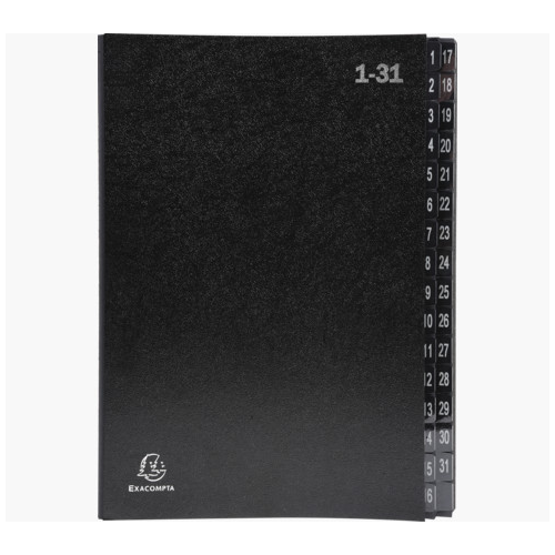 Mapa pentru semnaturi cu index laminat Exacompta Ordonator, 1-31, eticheta Blue-Angel, A4, Negru