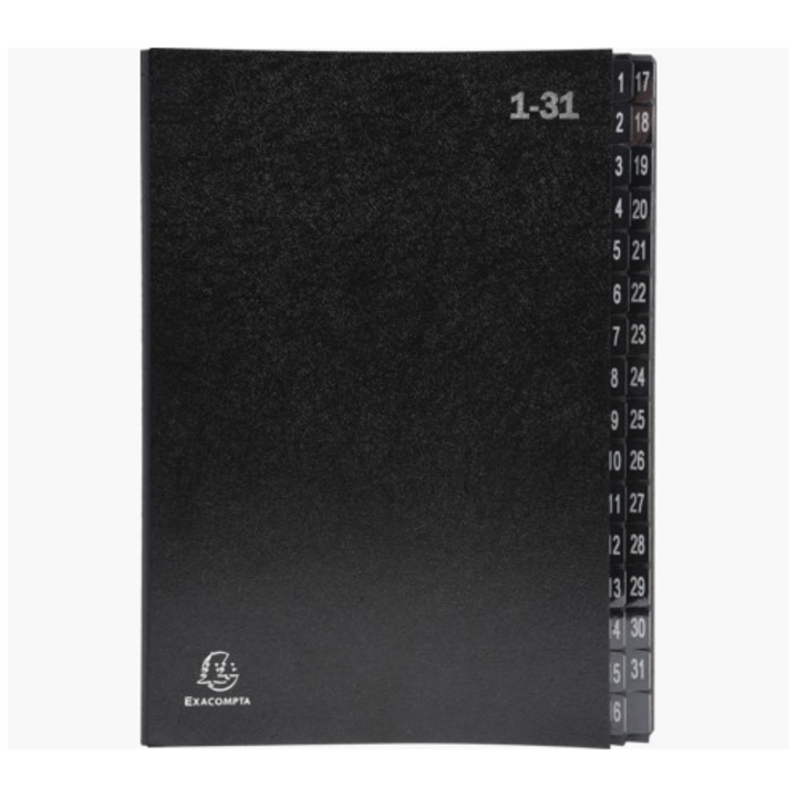 Mapa pentru semnaturi cu index laminat Exacompta Ordonator, 1-31, eticheta Blue-Angel, A4, Negru