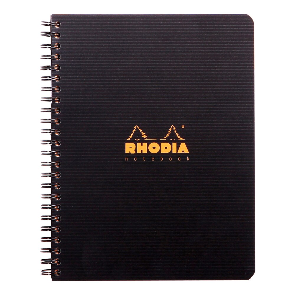 Carnet notite de birou cu spira Clairefontaine Rhodia, PP, 100% Reciclat si Reciclabil, Certificare PEFC, A5+, 160 pagini cu patratele, 6 perforatii pentru indosariere, rigla detas