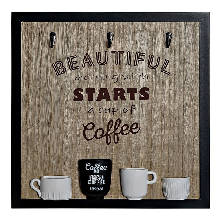 Fali akasztó, DKD Home Decor, Fa/MDF, 41 x 3 x 41 cm, Többszínű