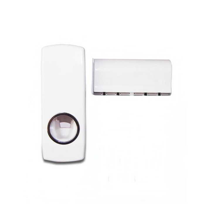 Dozator pentru pasta de dinti cu suport pentru 5 periute, alb, Bright & Homely, BH099