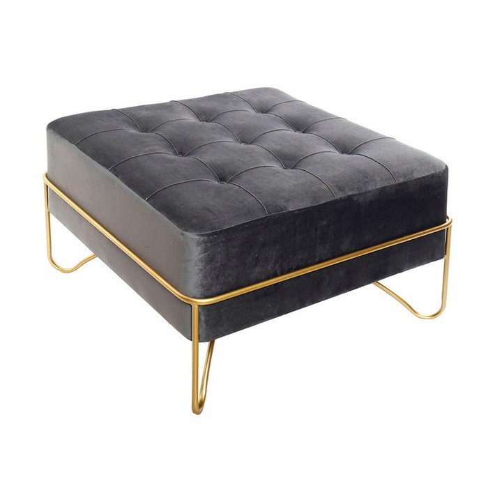 Fotel, DKD Home Decor, fém/poliészter, 80 x 80 x 47 cm, szürke/arany