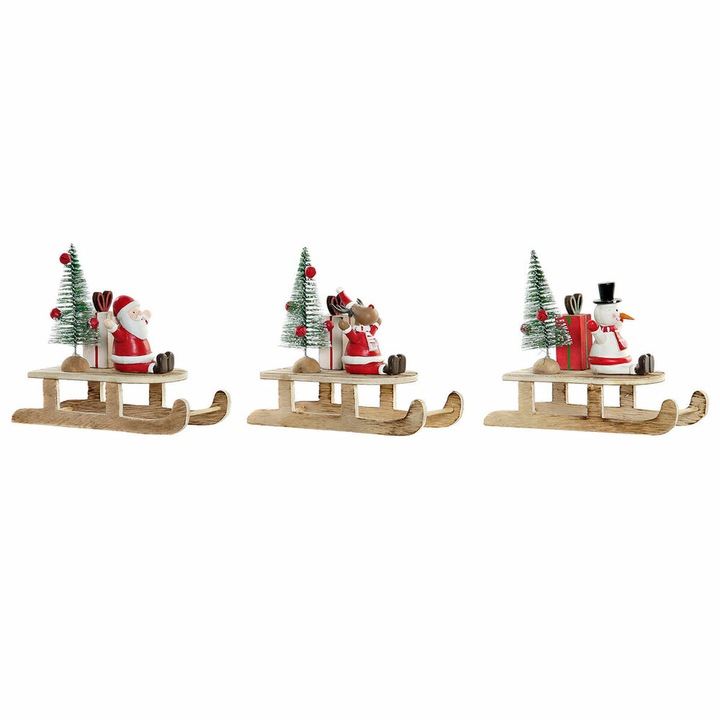 Ornament de Craciun DKD Home Decor Lemn Mos Craciun (14 x 6 x 13 cm) (3 pcs)