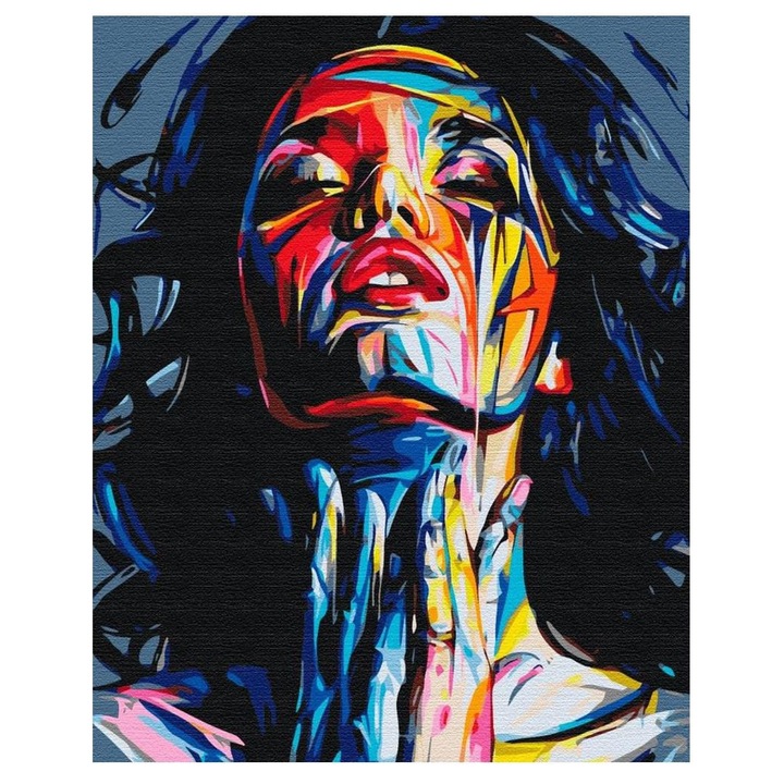 Set pictura dupa numere cu femeie, Artnapi, 40 x 50 cm, Multicolor