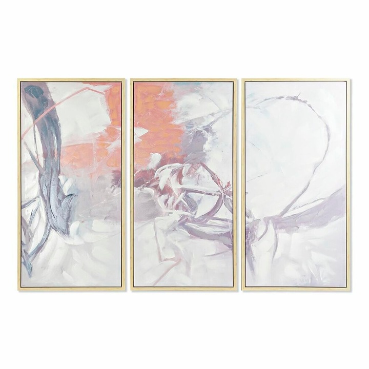 Set de 3 tablouri DKD Home Decor, abstract, oras, multicolor, 180x4x120cm