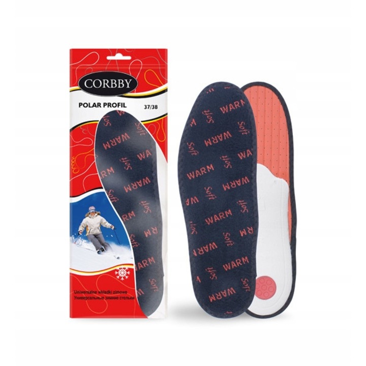 Set 2 branturi ortopedice Corbby pentru incaltaminte de iarna, Carbune activ, Albastru/Rosu, 35-36