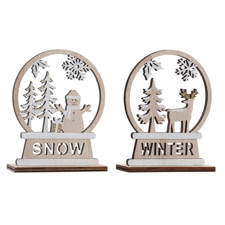 Ornament de Craciun DKD Home Decor Lemn Ren (12 x 4 x 15 cm) (2 Unitati)