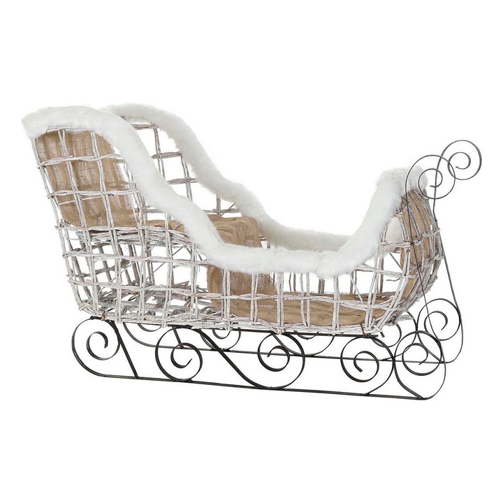 Ornament de Craciun DKD Home Decor Lumina LED Sanie Alb 90 x 46 x 62 cm