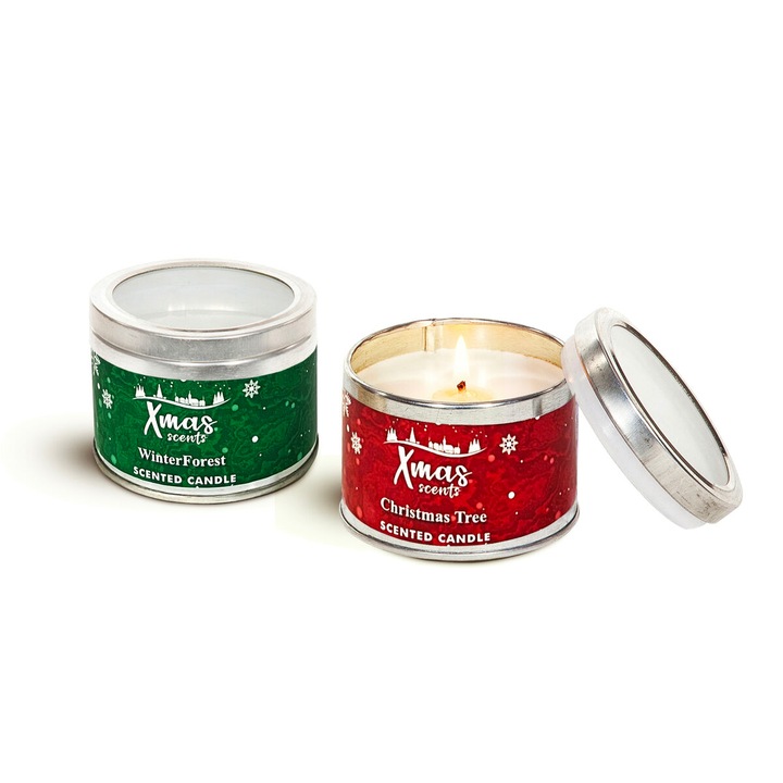 Set de Lumanari DKD Home Decor Craciun, 2 Unitati, 8x8x6 cm