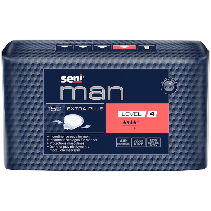 Абсорбиращи урологични подложки за мъже Seni Man Extra Plus, Ниво 4, 15 броя