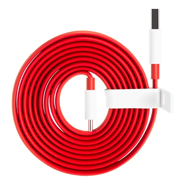 Cablu incarcare USB Dash, Interlock, Metal, Pentru OnePlus, Rosu