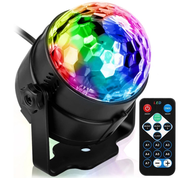 Proiector disco, Interlook, LED RGB, Plastic, Negru