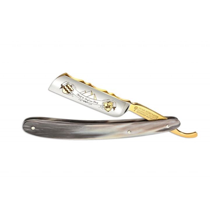 Razor, Boker, Graf Adolf II, въглеродна стомана, 6.8", злато/сребро