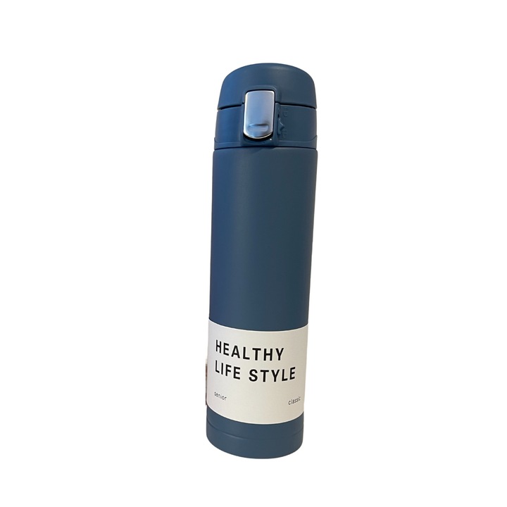 Termos inox, healthy life style, 260ml, albastru inchis