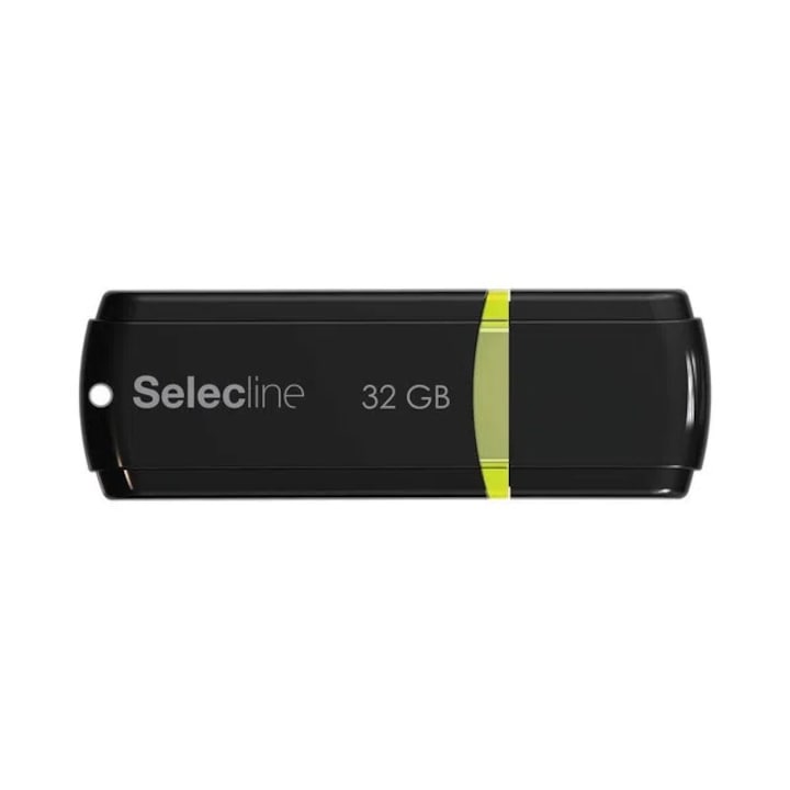Stick de memorie USB Selecline, 32GB, USB 2.0, 5.5 x 1.8 x 0.8 cm, negru