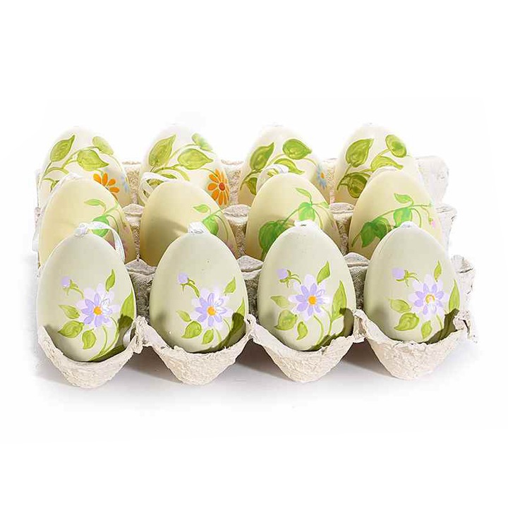 Set 12 oua decorative multicolore Paste 4x6 cm