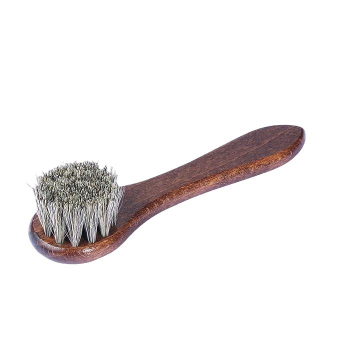 Perie pentru aplicare crema pantofi, Lettro, Fire par cal, Lemn, Maro
