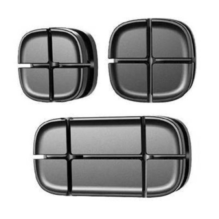 Set 3 organizatoare cabluri, Interlock, Silicon, Negru