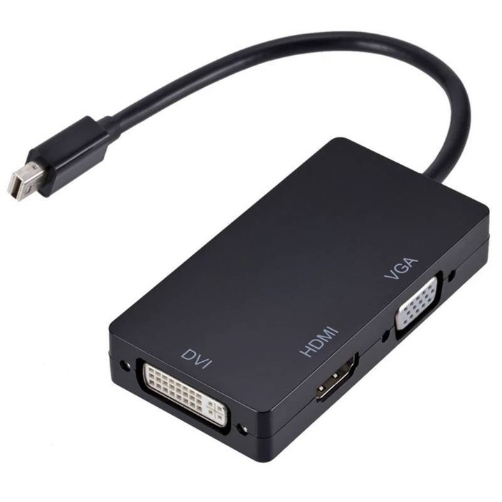 Преходник Mini DisplayPort (Thunderbolt) към HDMI, Interlook, DVI | VGA, HVD-20CM-ЧЕРЕН