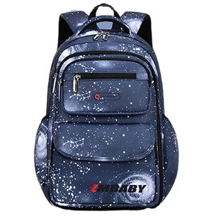 Rucsac de scoala, ZMBABY, Textil,46 x 30 x 17CM, Gri/Alb